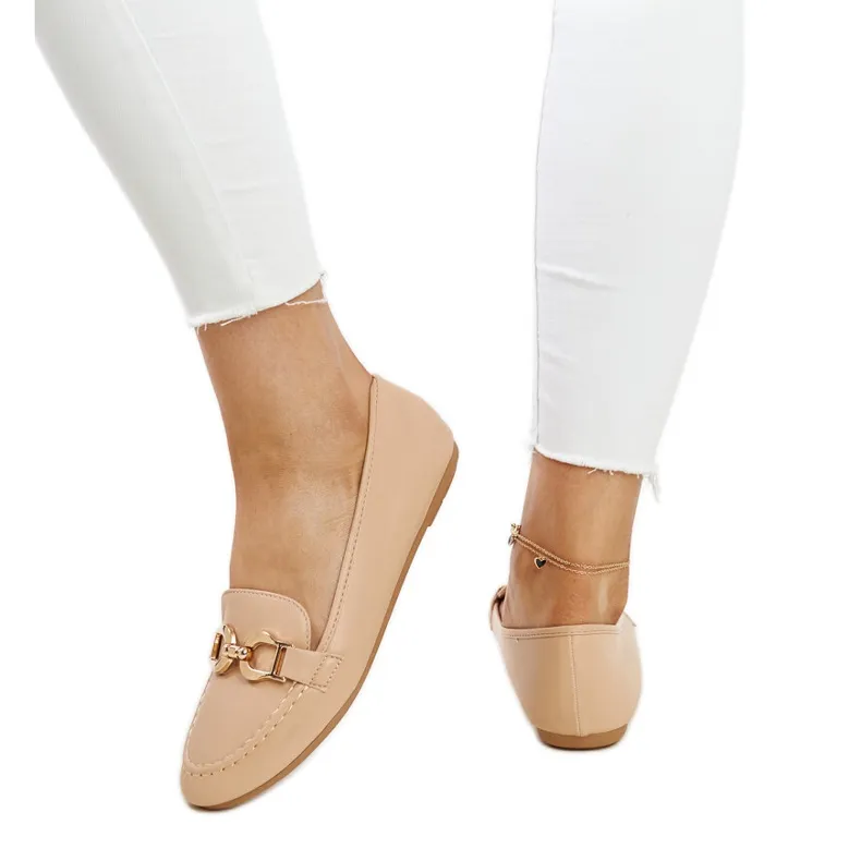 beige moccasins with Najla buckle