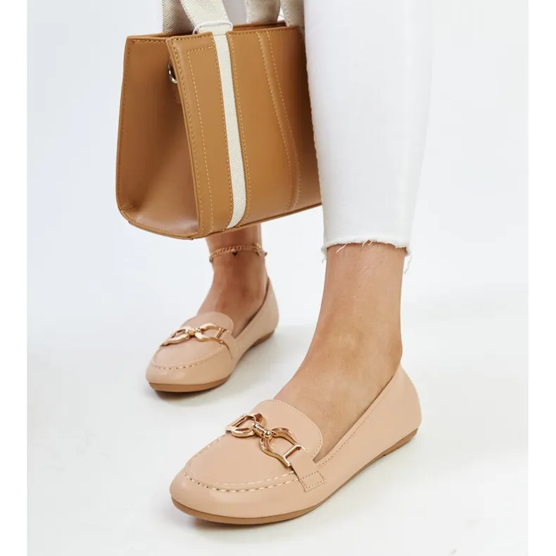 beige moccasins with Najla buckle