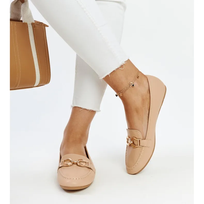 beige moccasins with Najla buckle