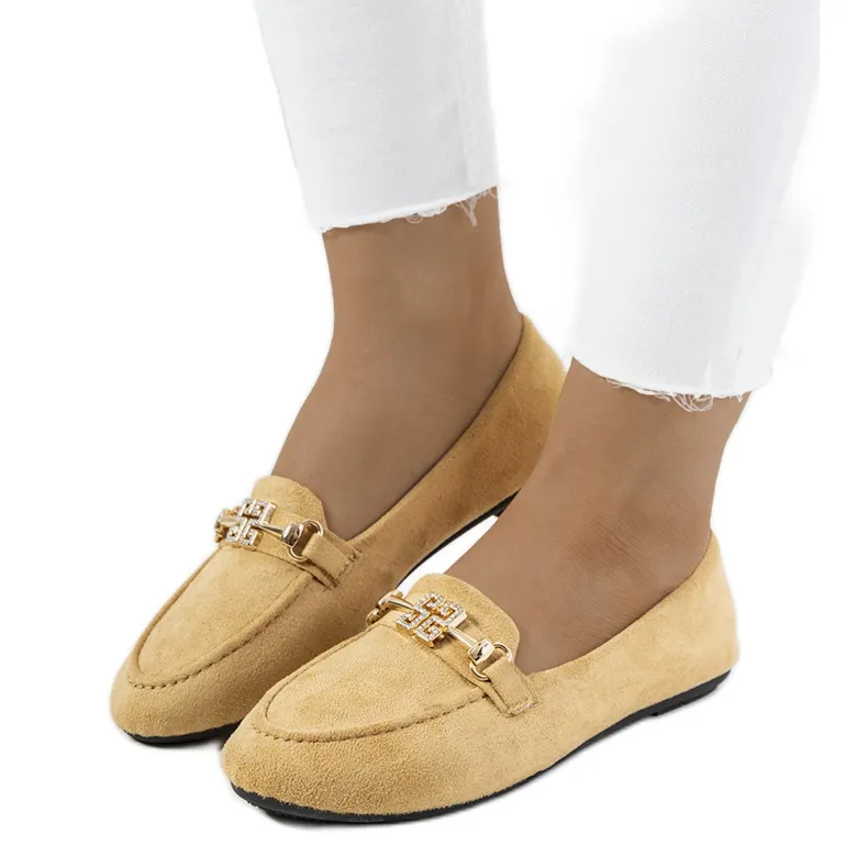 Beige Cardoso buckle moccasins