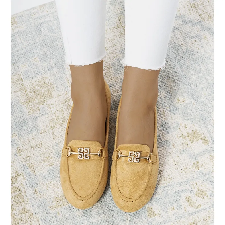 Beige Cardoso buckle moccasins