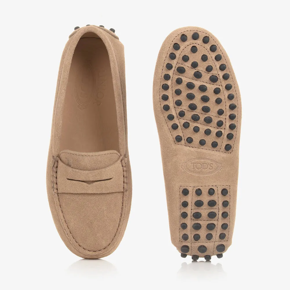 Beige Suede Leather Gommino Moccasins