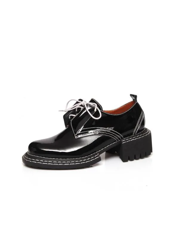 Bellini Derby thick sole patent leather lace-up shoes