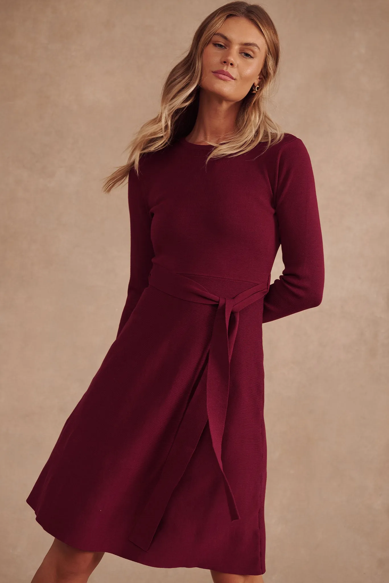 Bensaidy Midi Knit Dress In Wine