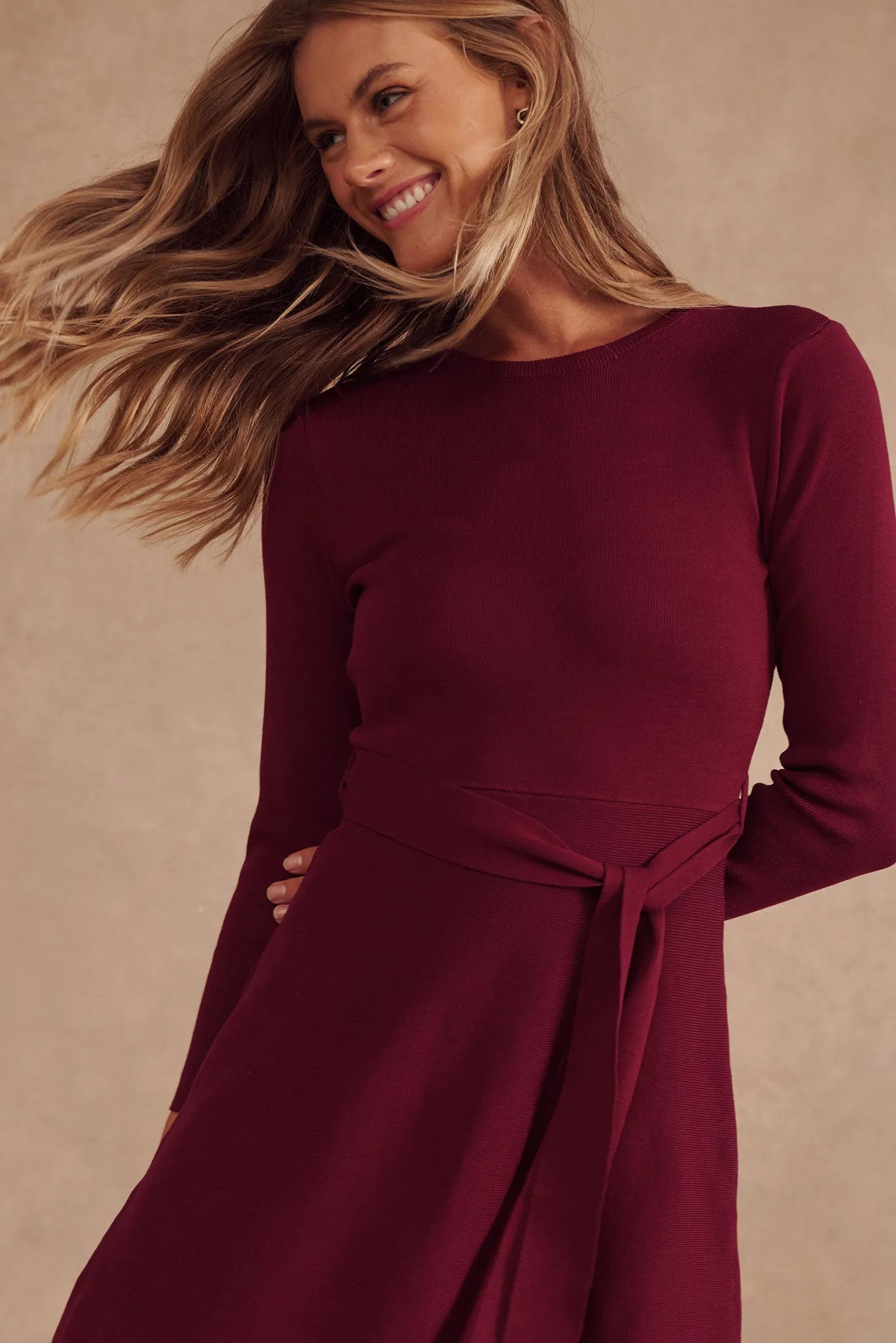 Bensaidy Midi Knit Dress In Wine