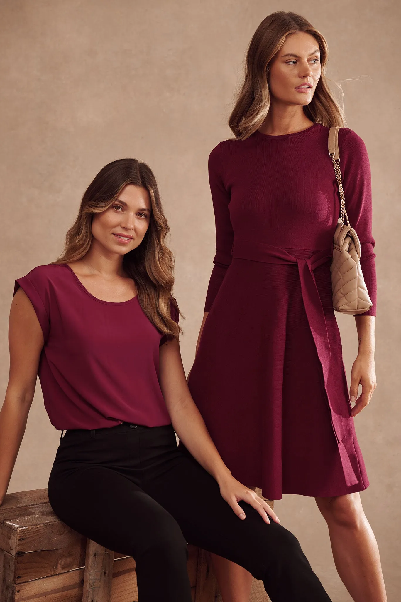 Bensaidy Midi Knit Dress In Wine