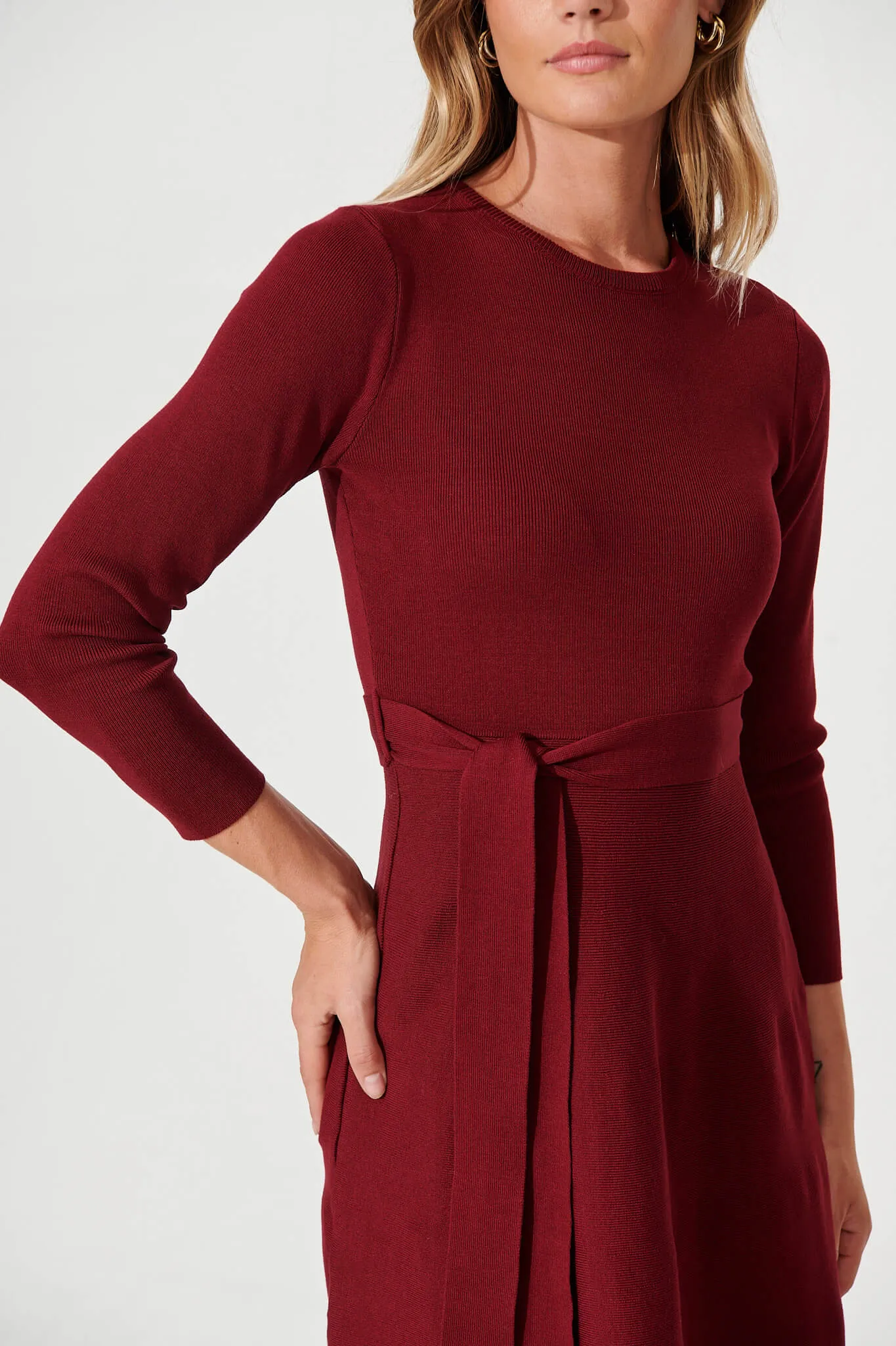 Bensaidy Midi Knit Dress In Wine