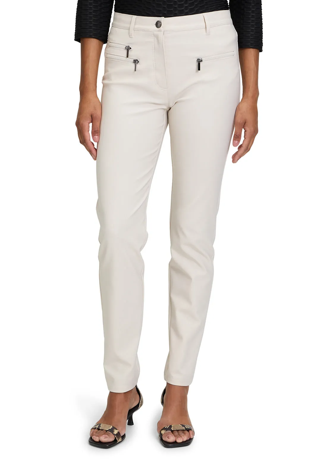 Betty Barclay Perfect Body Faux Leather Trousers, Off White