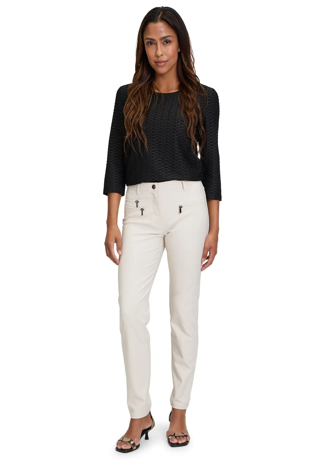 Betty Barclay Perfect Body Faux Leather Trousers, Off White