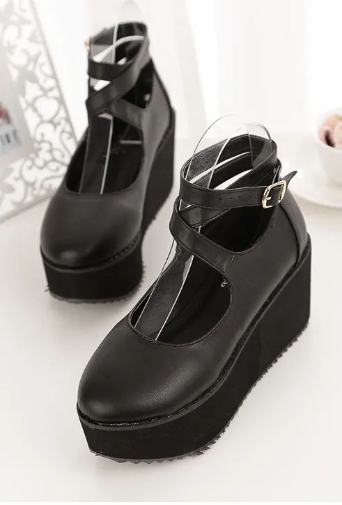 Lolita Black Wedge Platform Creepers