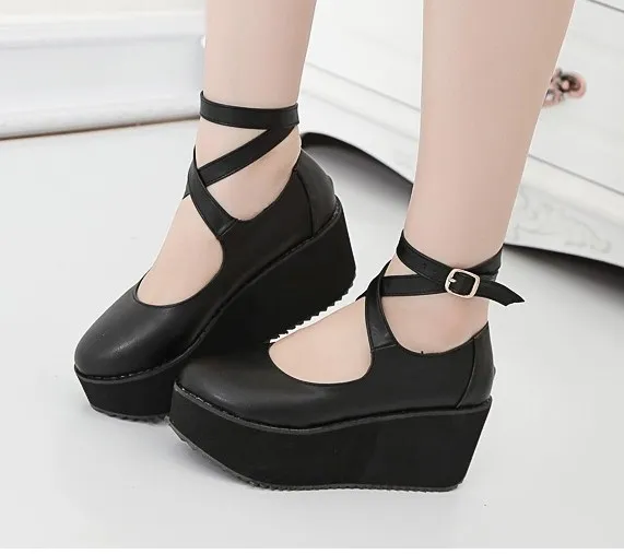 Lolita Black Wedge Platform Creepers