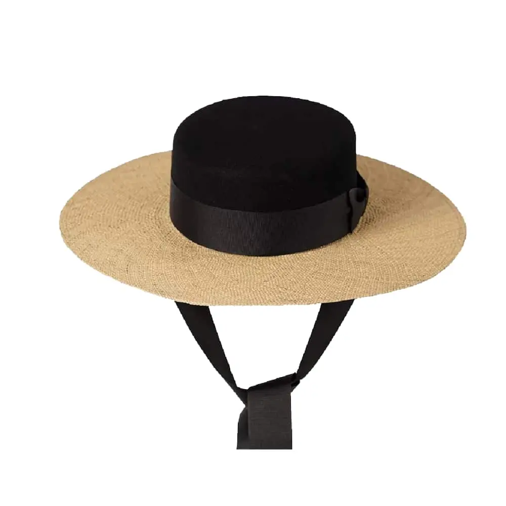 --Black felt walnut straw hat-