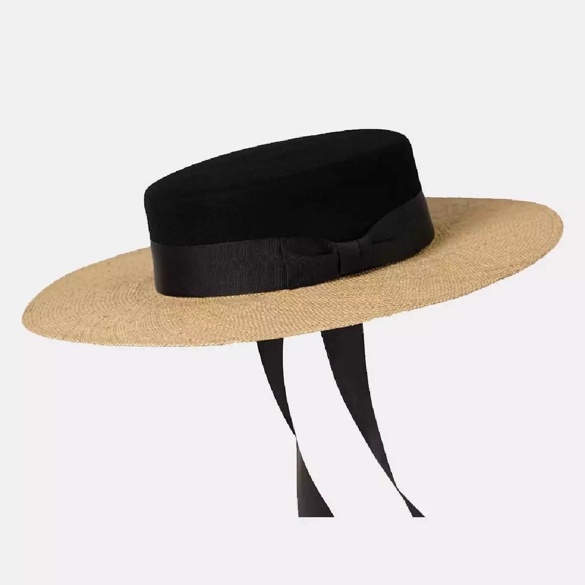 --Black felt walnut straw hat-