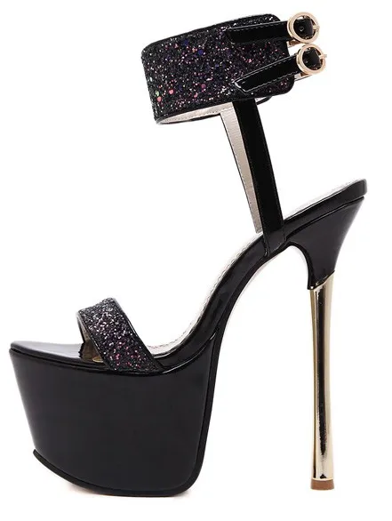 Glitter Black Bridal Stiletto Heels