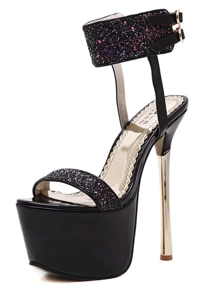 Glitter Black Bridal Stiletto Heels