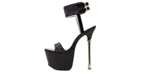 Glitter Black Bridal Stiletto Heels