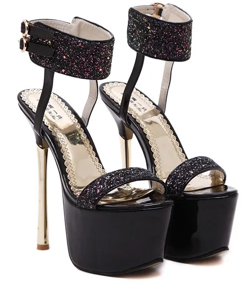 Glitter Black Bridal Stiletto Heels