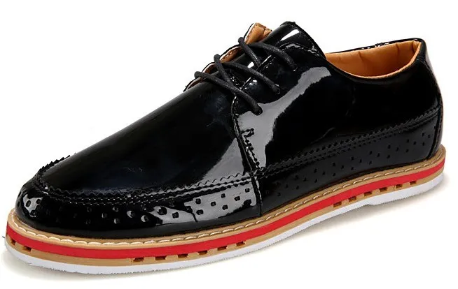 Black Glossy Patent Leather Lace Up Mens Classy Oxfords Dresss Shoes