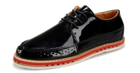 Black Glossy Patent Leather Lace Up Mens Classy Oxfords Dresss Shoes