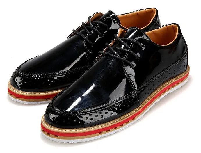 Black Glossy Patent Leather Lace Up Mens Classy Oxfords Dresss Shoes