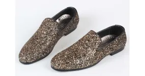 Black Gold Glitter Bling Bling Mens Oxfords Loafers Dress Shoes Flats