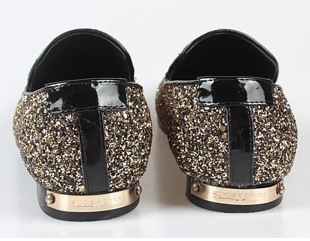 Black Gold Glitter Bling Bling Mens Oxfords Loafers Dress Shoes Flats