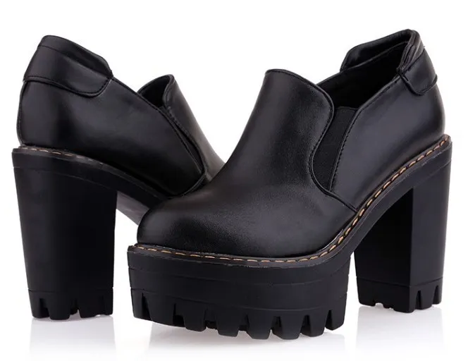 Black Gothic Chunky High Heels