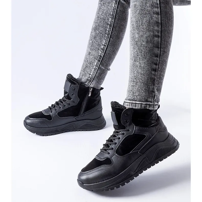 Black insulated high Malles sneakers