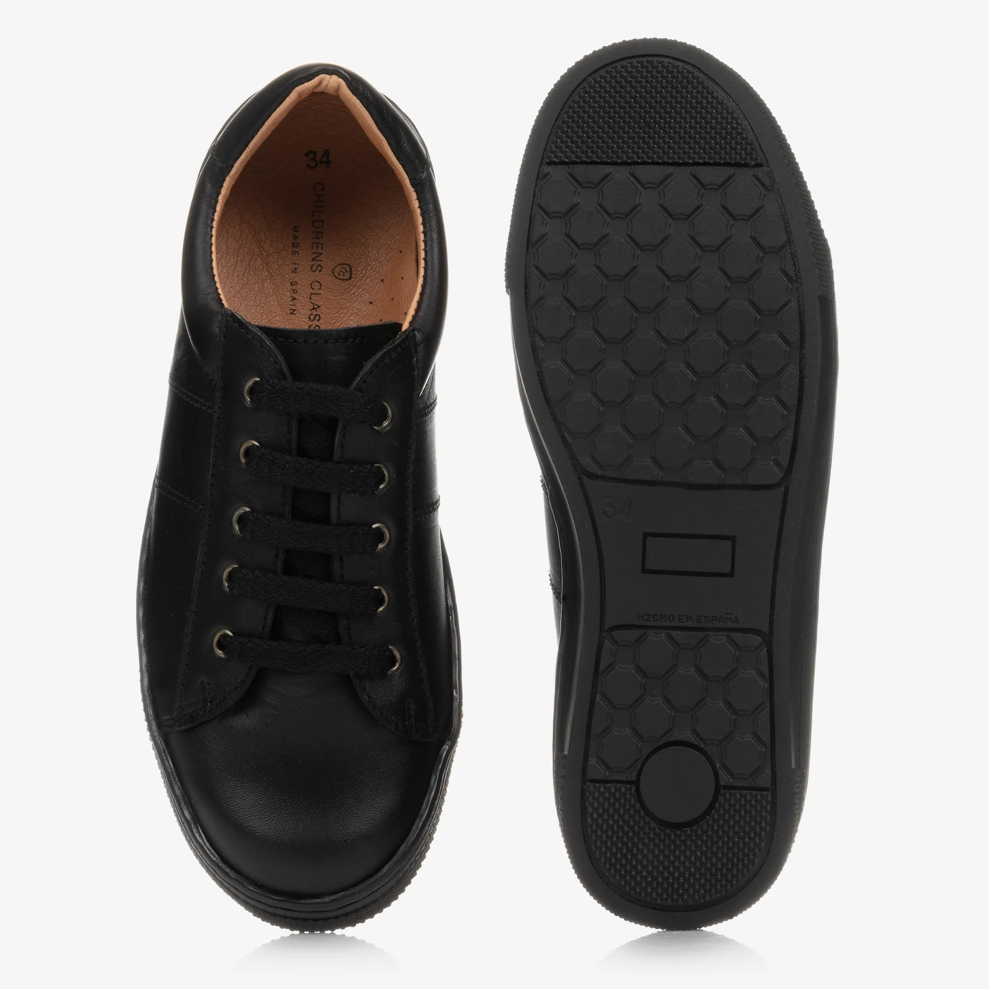 Black Lace-Up Leather Trainers