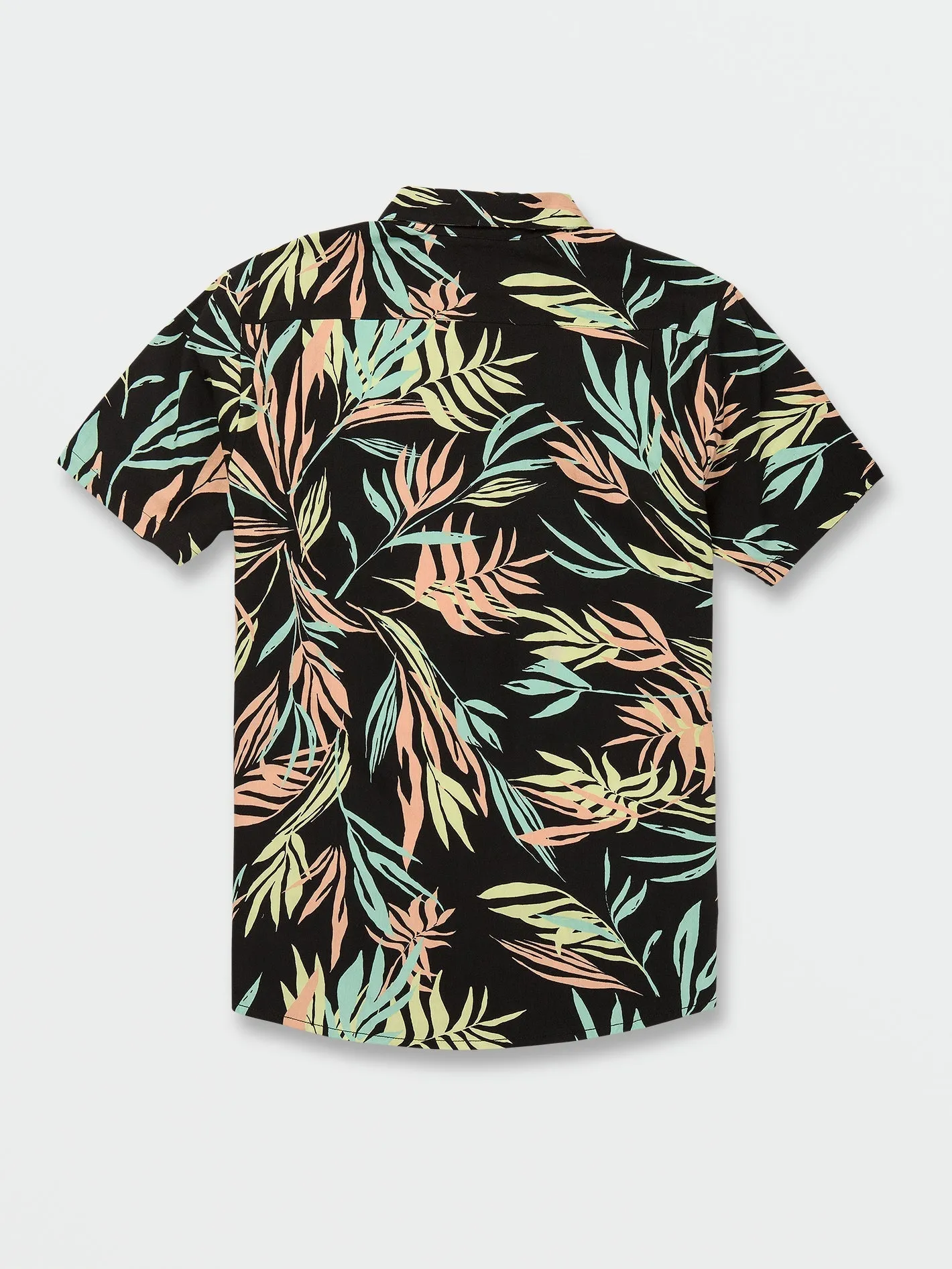 Black Leaf Print Shirt with Bleeding Sleeve