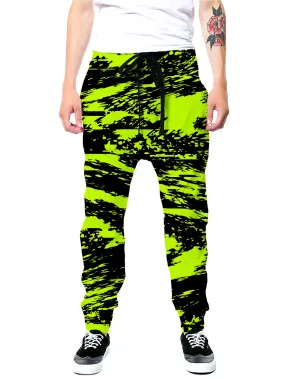 Black Lime Bolt Glitch Joggers