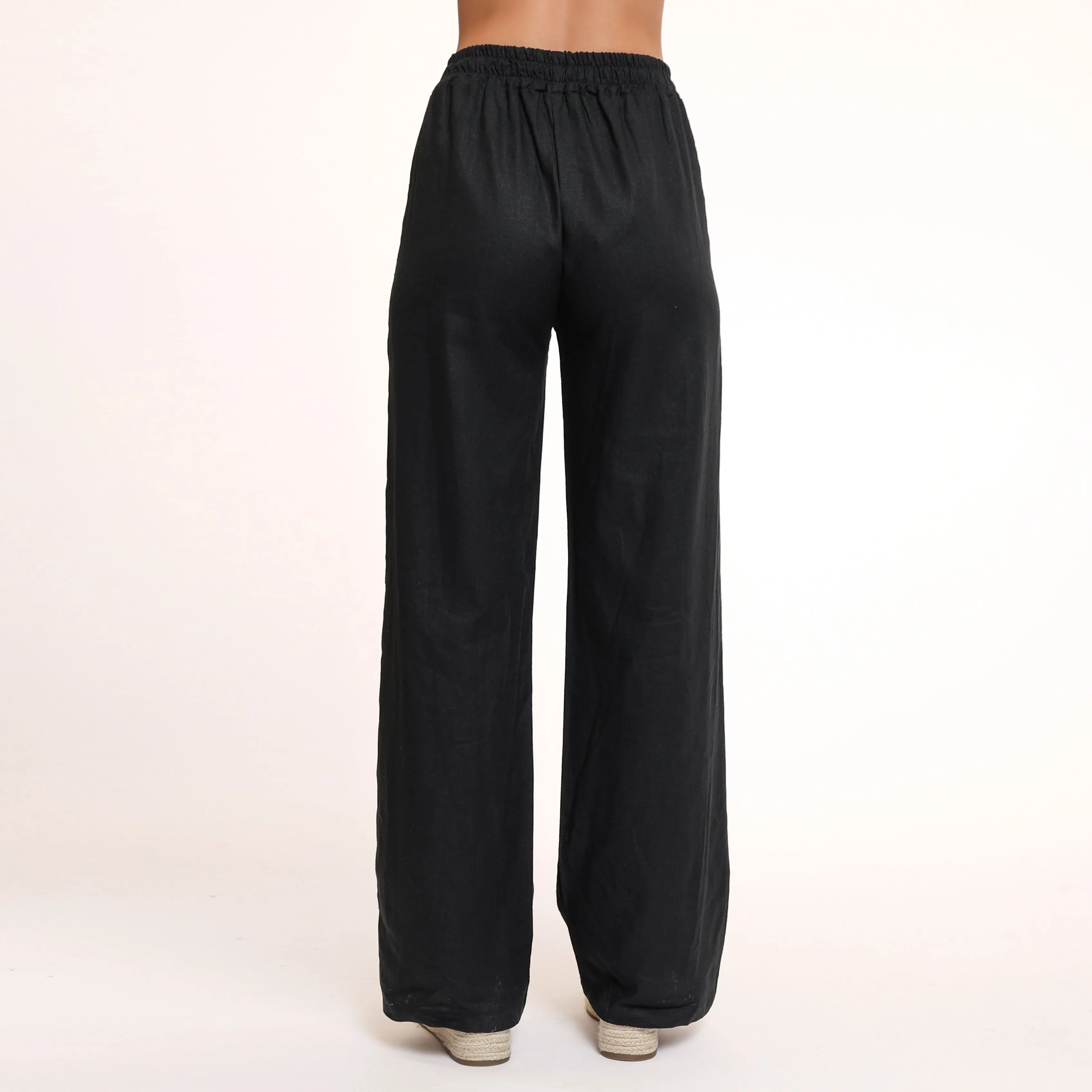 Black Linen Petite Pants