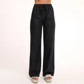 Black Linen Petite Pants