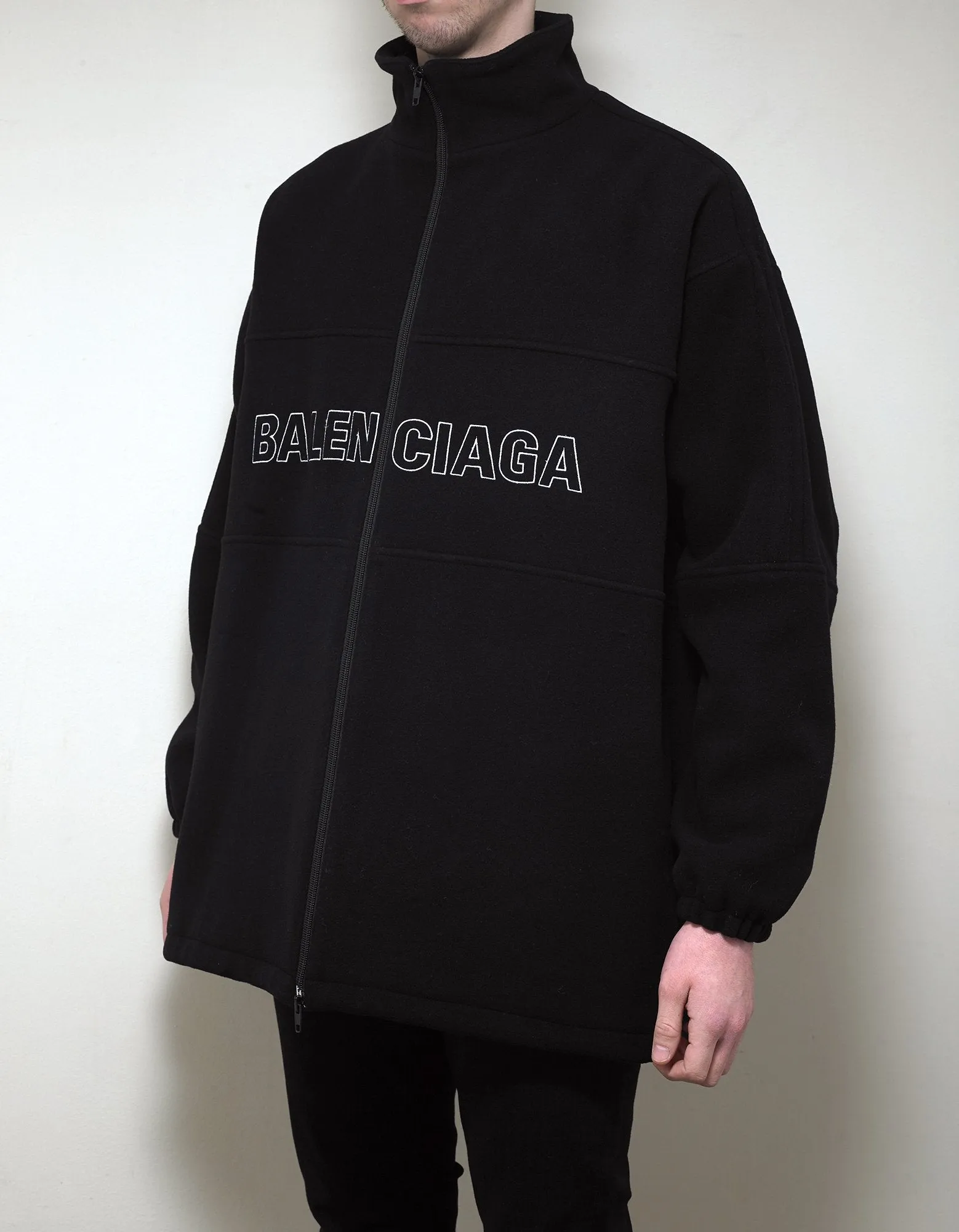 Black Logo Oversized Tracksuit Jacket