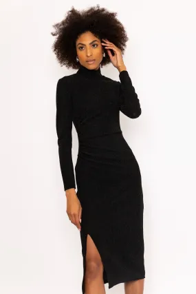 Black Lurex Cynthia Midi Dress