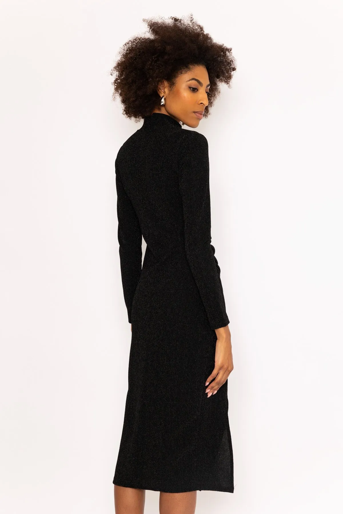 Black Lurex Cynthia Midi Dress