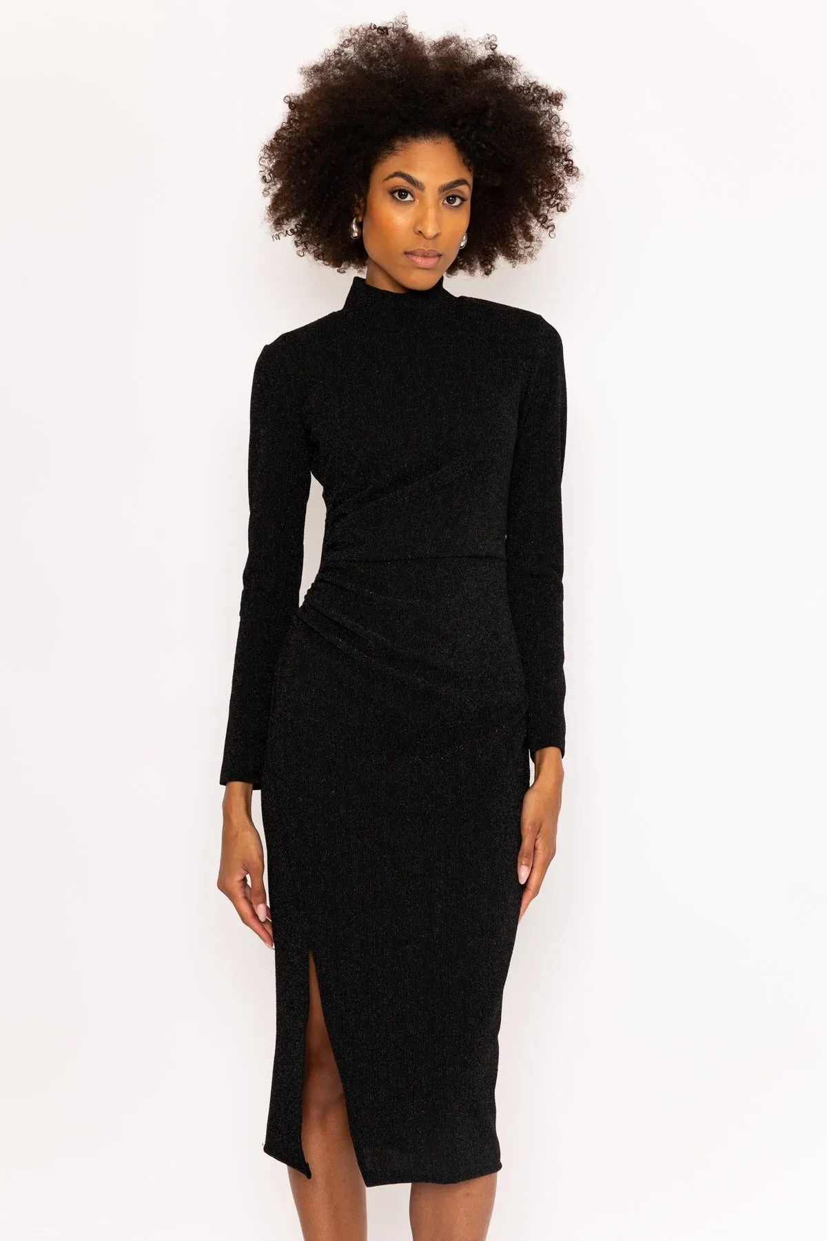 Black Lurex Cynthia Midi Dress