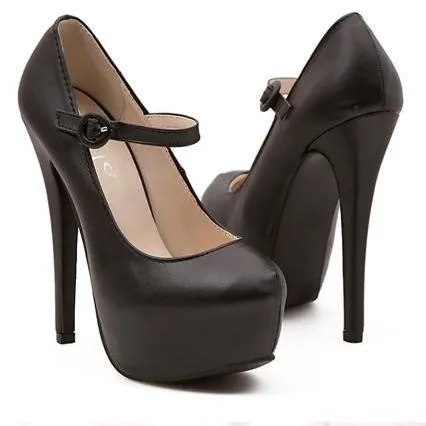 Black Super High Mary Jane Platforms