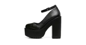 Black Mary Jane Round-Toed Ankle Straps Lolita Punk Rock Platforms High Heels