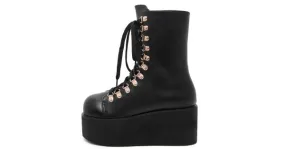 Metal Studs Lace Up High Top Platforms with Punk Rock