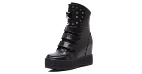 Bold Black Metal Studded High-Top Sneaker Boots