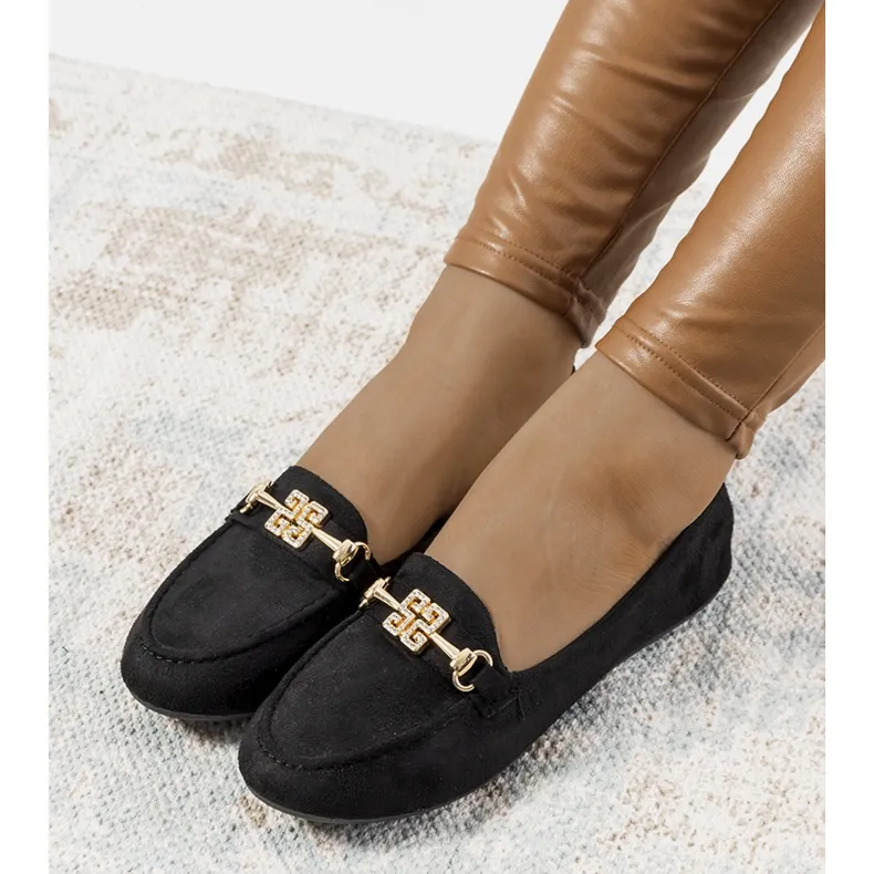 Black Cardoso buckle moccasins