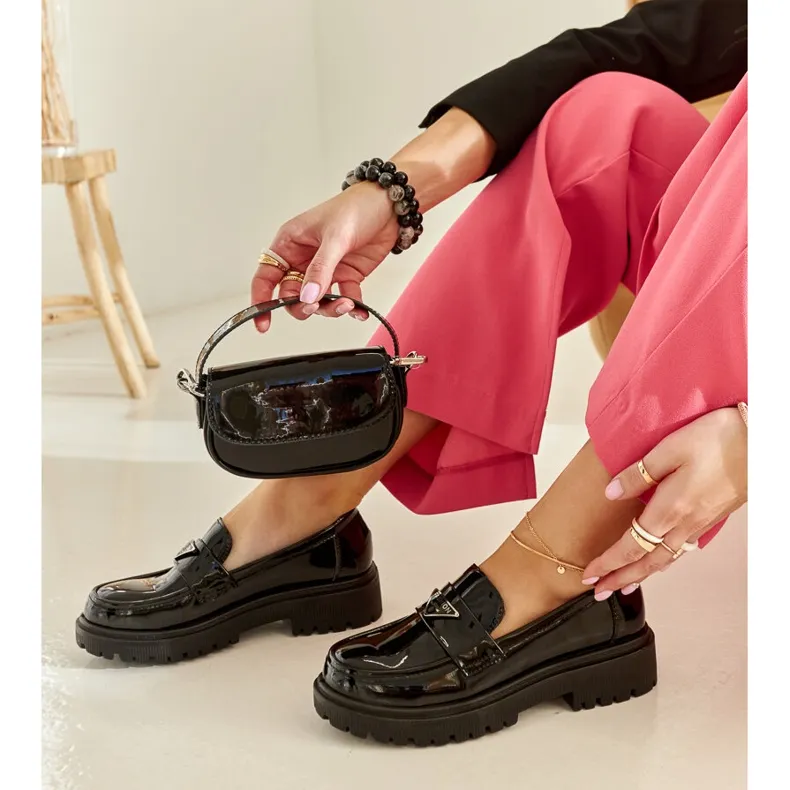 Black patent Teri moccasins - Glossary Widgets