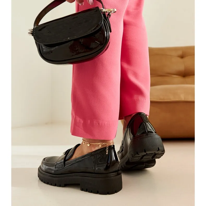 Black patent Teri moccasins - Glossary Widgets