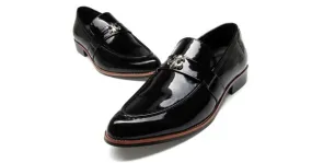 Black Pointed Head Emblem Oxfords Flats Dress Shoes Loafers