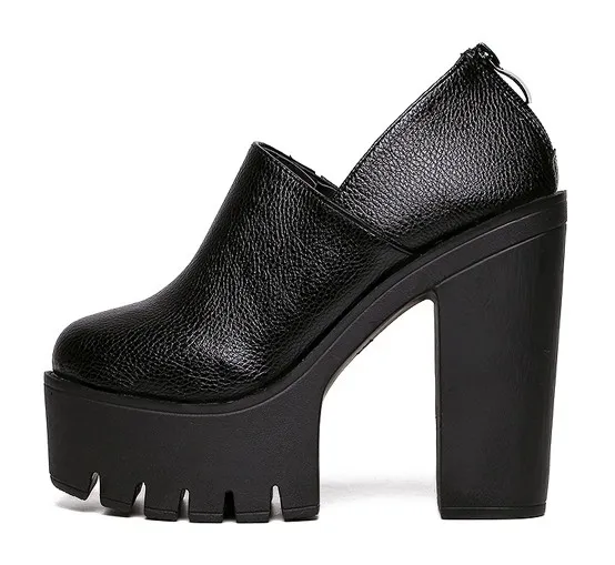 Black Punk Rock Chunky High Heels Platforms