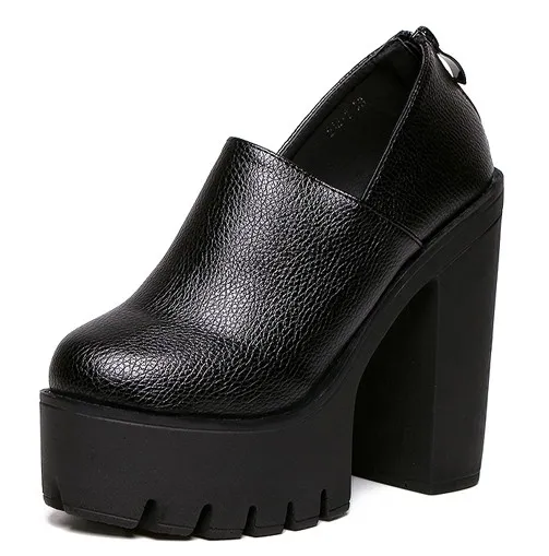 Black Punk Rock Chunky High Heels Platforms