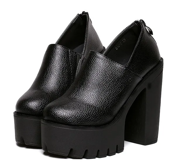 Black Punk Rock Chunky High Heels Platforms