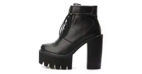 Chunky Black High Heel Platform Boots