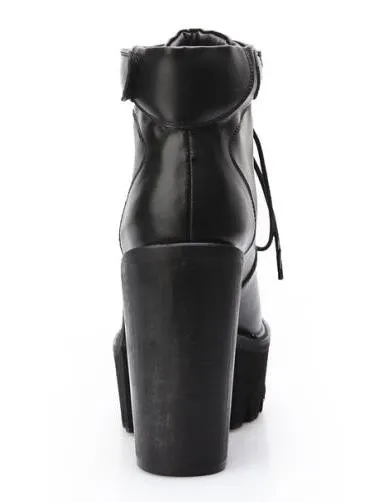 Chunky Black High Heel Platform Boots